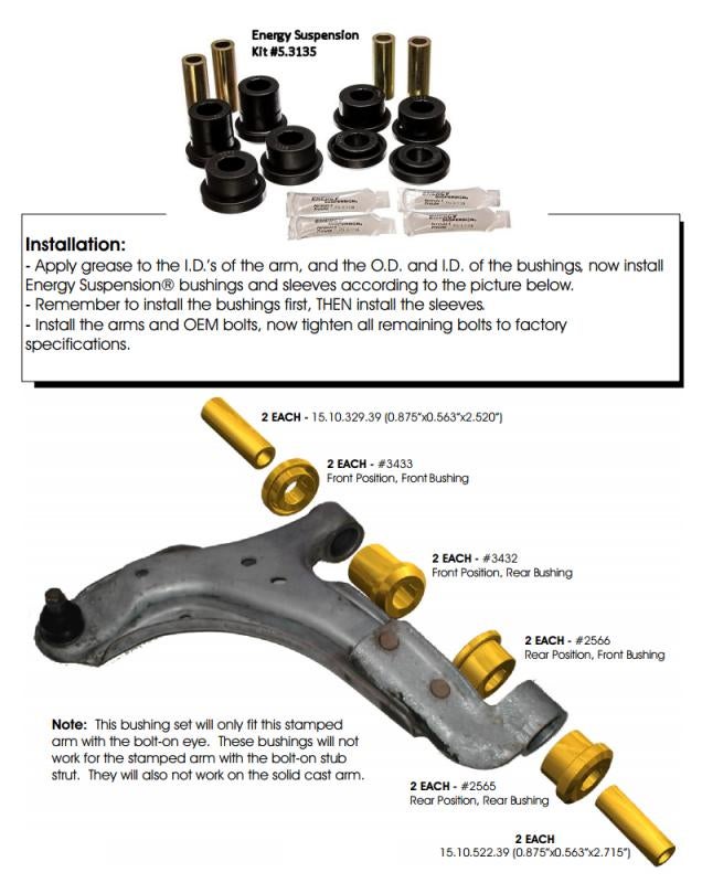 Suspension How to replace control arm bushings with Energy Suspension